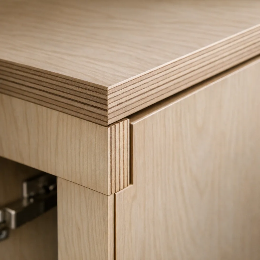 Détail de cuisine sur mesure en contreplaqué